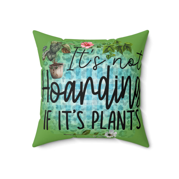 Decorative pillow with plant-themed text and illustrations on a white background