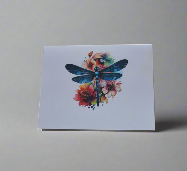 4 Dragonfly blank notecards 