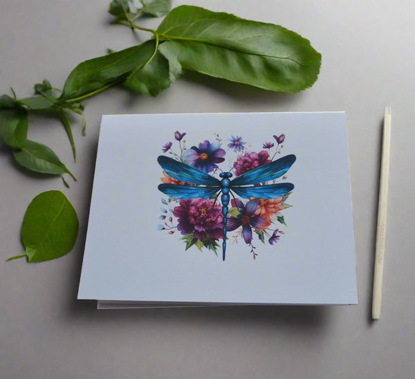 4 Dragonfly blank notecards 