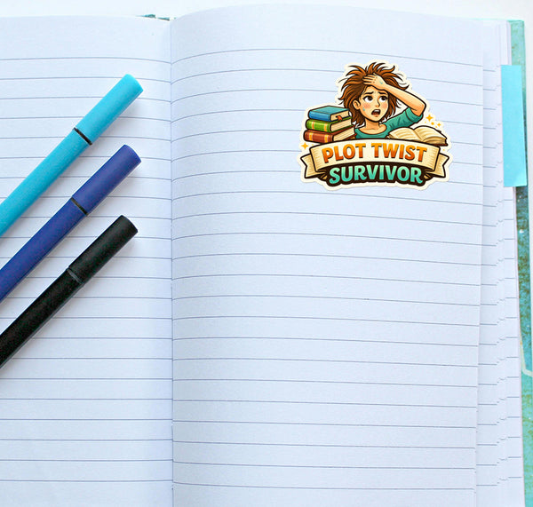 Share Plot Twist Survivor Sticker Journals Scrapbooks Book Lover Gift Writers Authors
