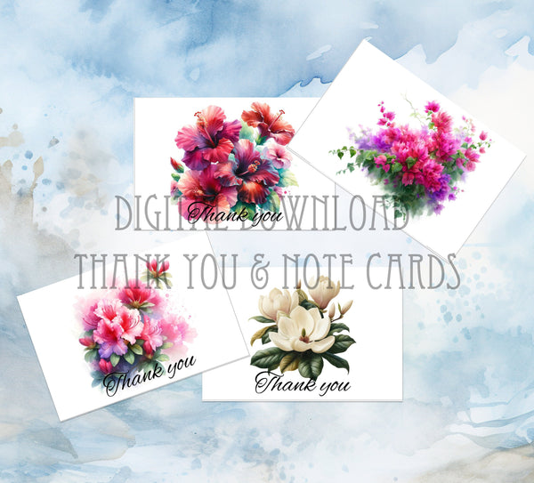 12 Printable Greeting Cards Digital Thank You Notes