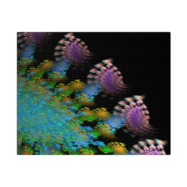 Purple Blue Green Fractal Art Canvas Print 10x8 Vibrant Design Modern 