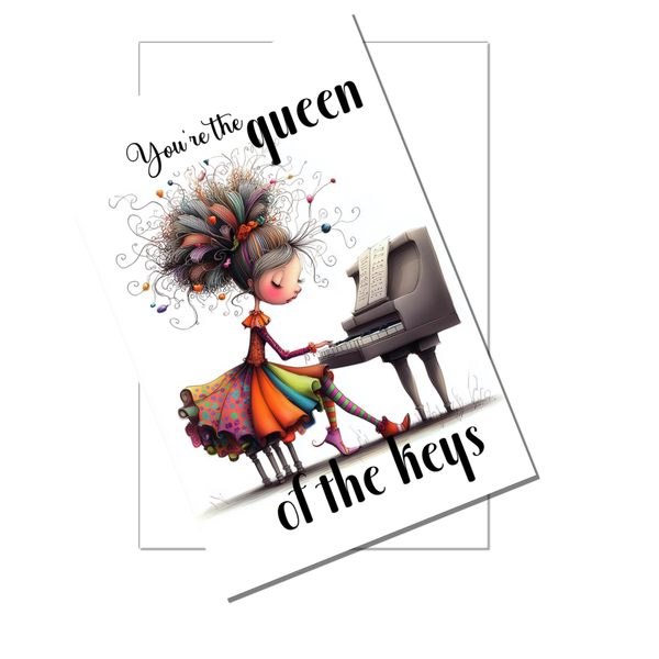 Queen of the Keys Funny Pianist & Piano Player Card – 4x6