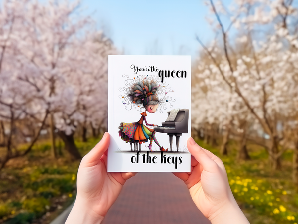 Queen of the Keys Funny Pianist & Piano Player Card – 4x6