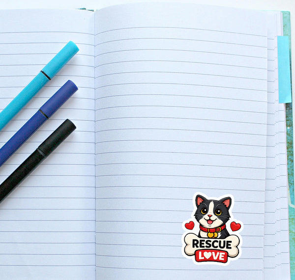 Rescue Love Cat Sticker Kitten Pet Adoption Decal Animal Journal Scrapbooking