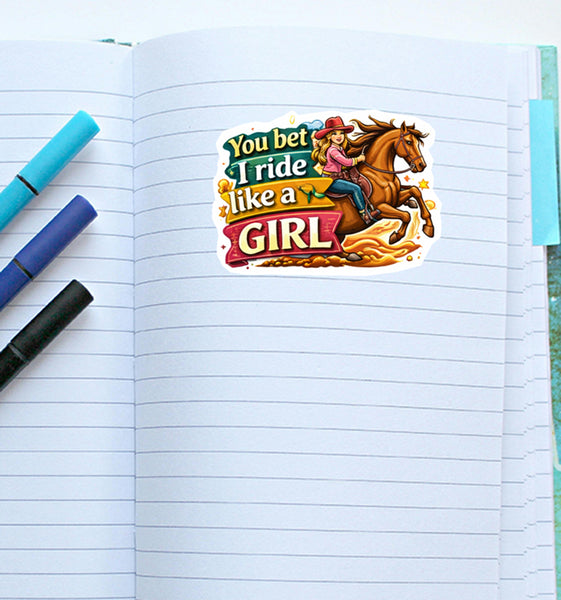 Ride Like a Girl Sticker Equestrian Cowgirl Horse Riding Empowering Journal
