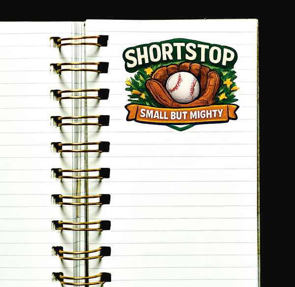 Shortstop Small But Mighty Sticker Baseball Player Sports Journal Scrapbooking