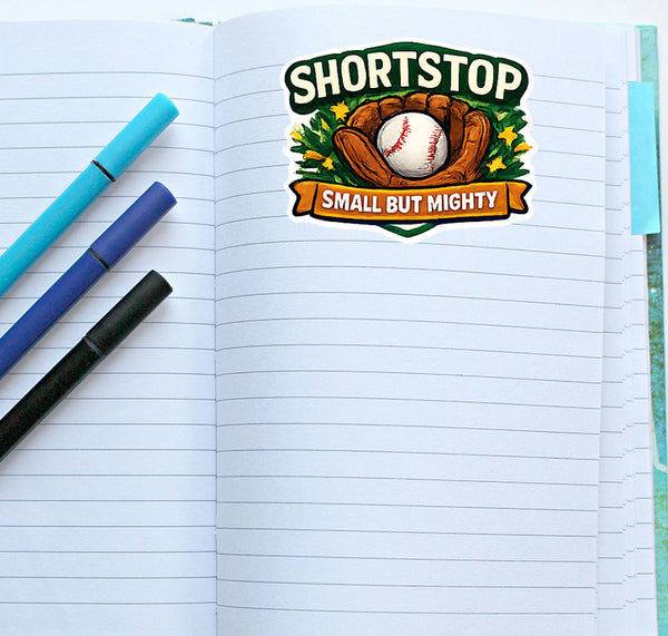 Shortstop Small But Mighty Sticker Baseball Player Sports Journal Scrapbooking