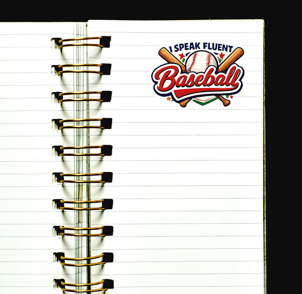 I Speak Fluent Baseball Sticker Funny Baseball Fan Sports Journal Scrapbooking
