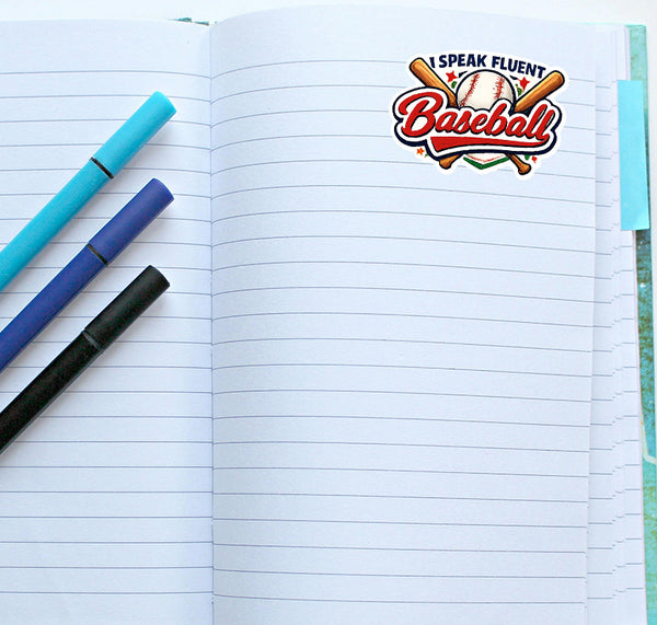 I Speak Fluent Baseball Sticker Funny Baseball Fan Sports Journal Scrapbooking