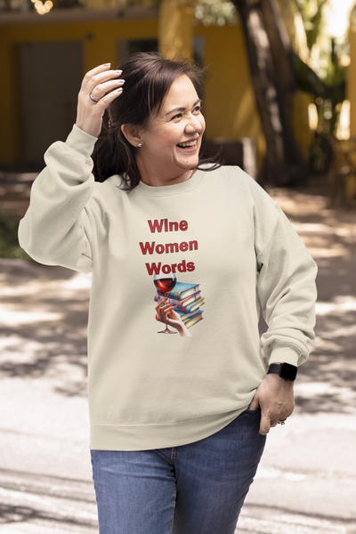 Wine Women Words Sweatshirt Book Club Meeting Shirt, Gifts for Book Lovers, Book Club Gift