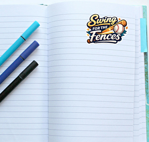 Swing for the Fences Sticker Baseball Motivational Sports Journal Scrapbooking
