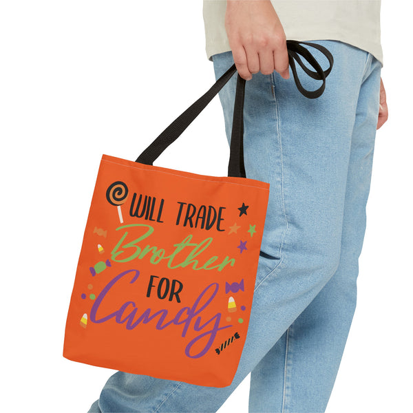 Trade Brother for Candy Halloween Trick or Treat Bag in the hand of a guy
