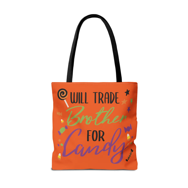 Trade Brother for Candy Halloween Trick or Treat Bag on a white background