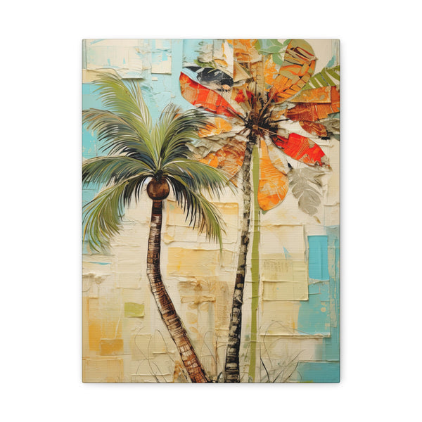Artistic depiction of palm trees with abstract background