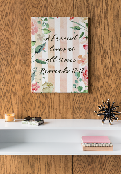 Friends Love at All Times Bible Verse Art Canvas Print 4 Sizes