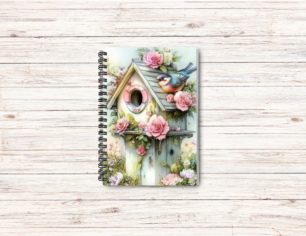 Watercolor Bluebird house Journal – 6x9 Lined Notebook or To Do List