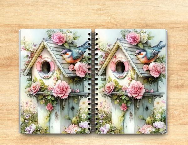 Watercolor Bluebird house Journal – 6x9 Lined Notebook or To Do List