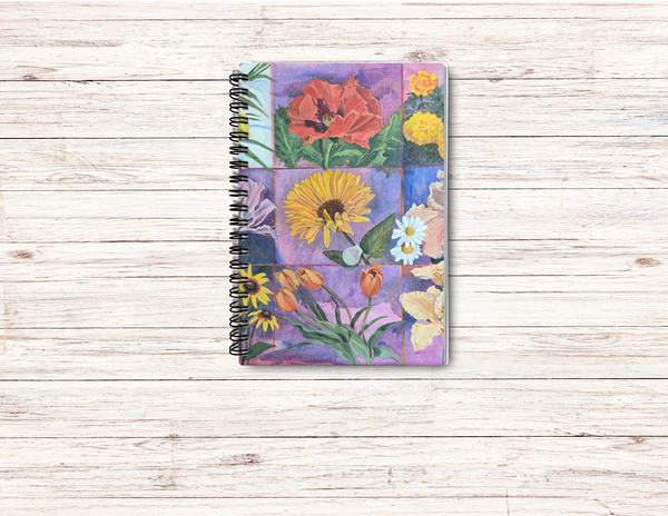 Watercolor Flowers Spiral Journal – 6x9 Lined Notebook or To Do List