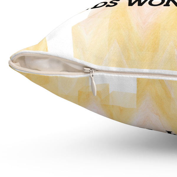 Yellow pillow with a zipper on a white background