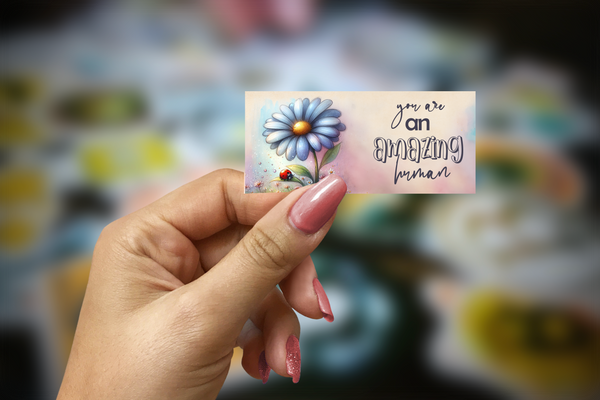 You Are an Amazing Human Daisy Inspirational Glossy Sticker | Cute Motivational Journal & Laptop Decal | Handmade 3.5 x 1.75 Inch