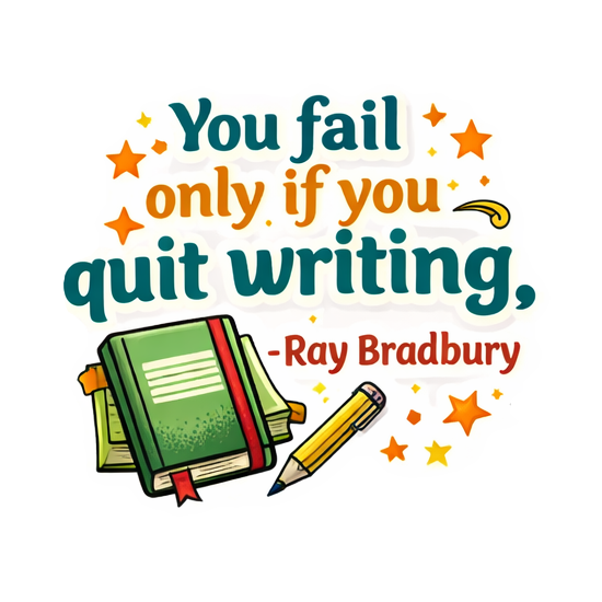 You Fail Only If You Quit Writing Sticker Writer Motivation Journal Scrapbook
