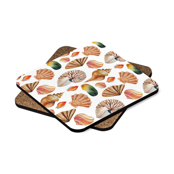 Sea Shells Beach House Square Hardboard Coaster Set - 4pcs