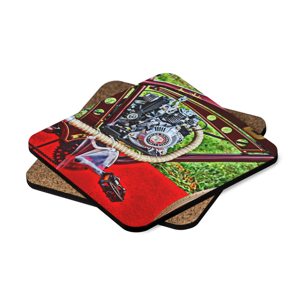 Indian Bicycle Square Hardboard Coaster Set - 4pcs