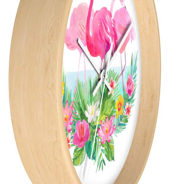 Tropical Florida Flamingo Beach House Wall clock