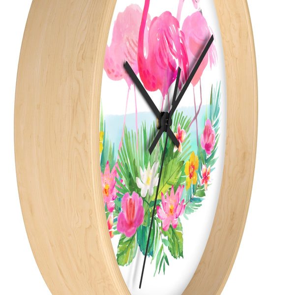 Tropical Florida Flamingo Beach House Wall clock