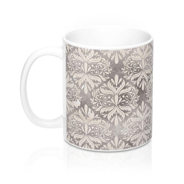 Grey Tone Flowers Coffee Mug 11oz
