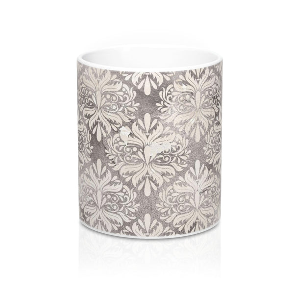 Grey Tone Flowers Coffee Mug 11oz