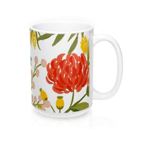 Summer Flowers Coffee Mugs 15oz Ceramic