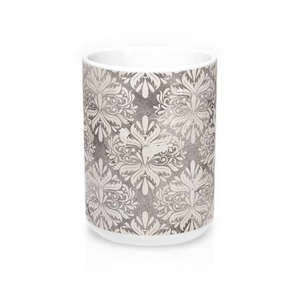 Grey Flower Coffee Mug 15oz