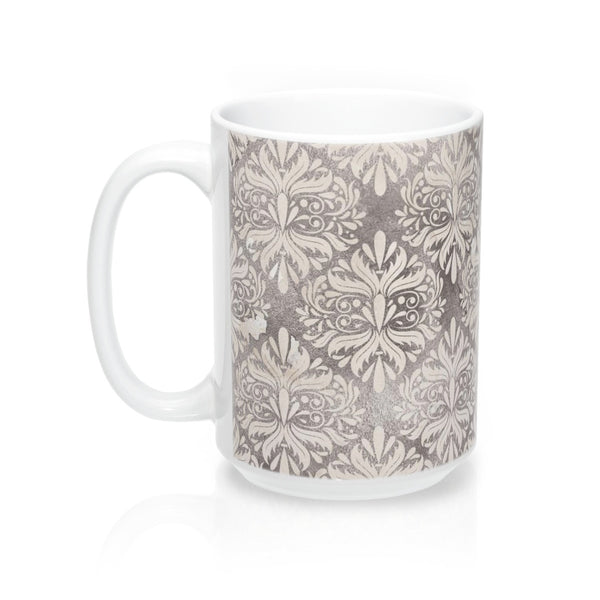 Grey Flower Coffee Mug 15oz