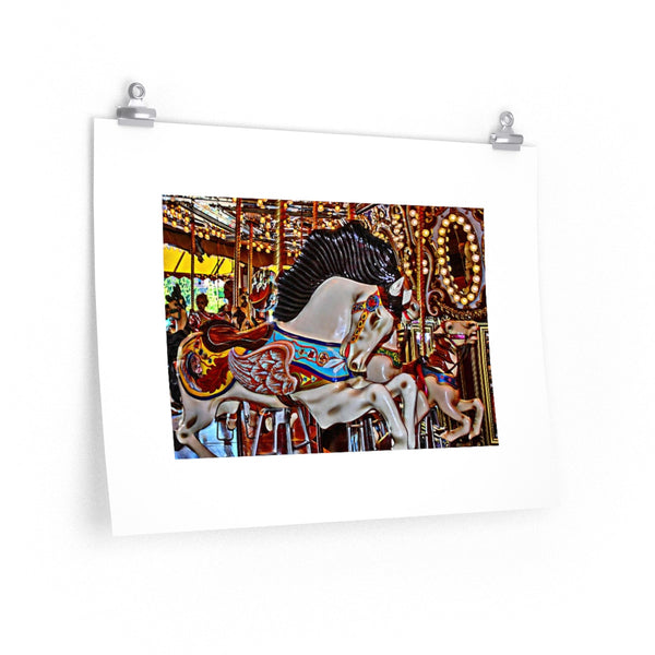 Seattle Carousel Horse Poster  Print, Merry Go Round Wall Art Home Decor