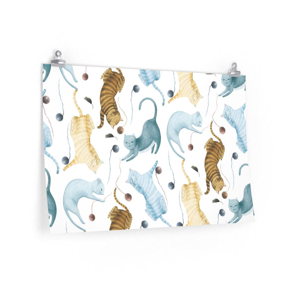 Playful Watercolor Cats Poster Print, Wall Art, Matte Finish Home Decor