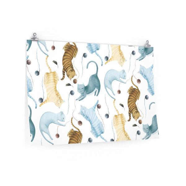 Playful Watercolor Cats Poster Print, Wall Art, Matte Finish Home Decor