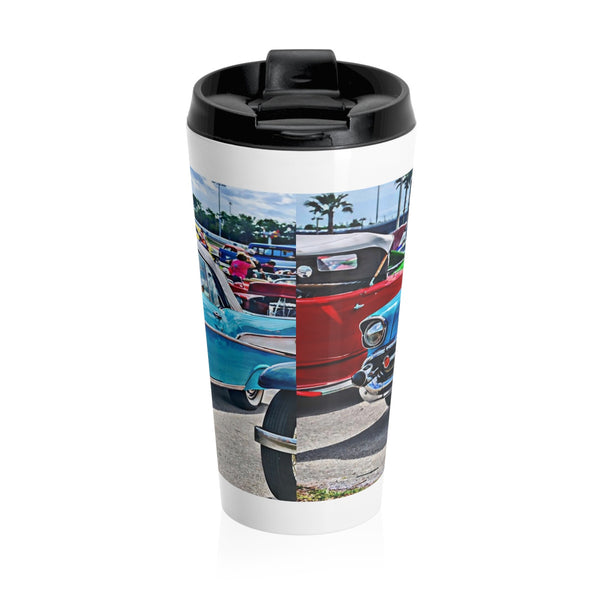1957 Chevrolet Bel Air Tri-Five Custom Car Hot Rod Stainless Steel Travel Mug for Guys