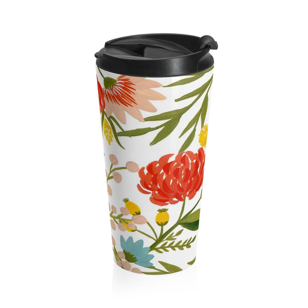 Summer Flower Stainless Steel Travel Mug 15 oz