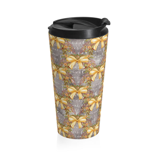 Gold Bows Stainless Steel Travel Mug 15 oz
