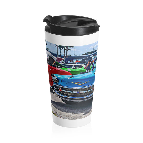 1957 Chevrolet Bel Air Tri-Five Custom Car Hot Rod Stainless Steel Travel Mug for Guys