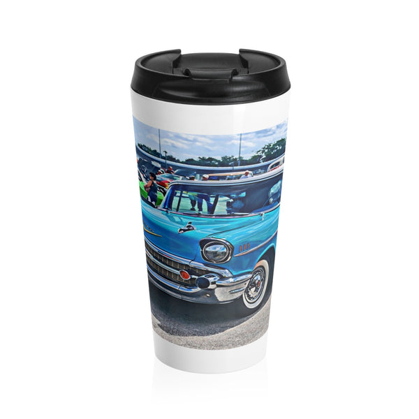 1957 Chevrolet Bel Air Tri-Five Custom Car Hot Rod Stainless Steel Travel Mug for Guys