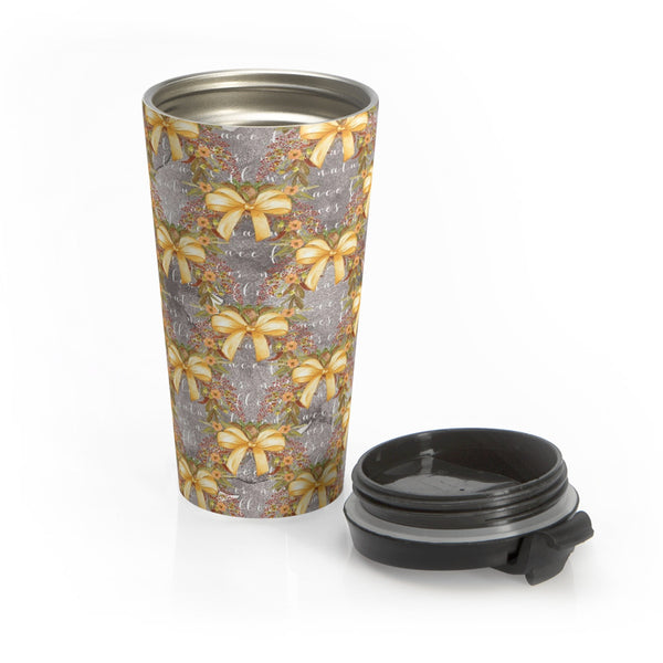 Gold Bows Stainless Steel Travel Mug 15 oz
