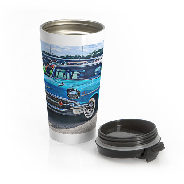 1957 Chevrolet Bel Air Tri-Five Custom Car Hot Rod Stainless Steel Travel Mug for Guys