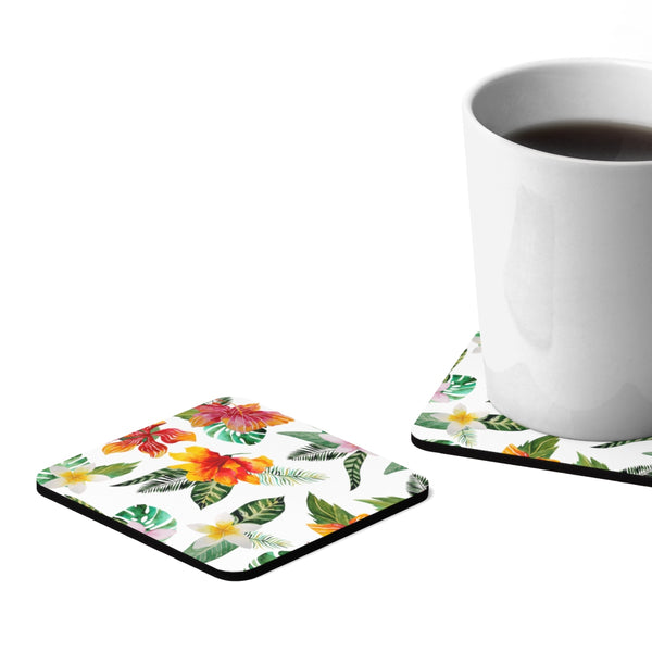 Hibiscus Square Hardboard Coaster Set - 4pcs