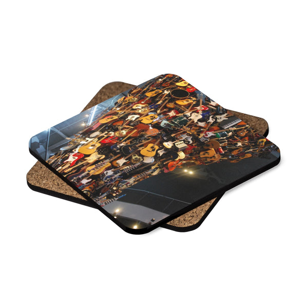Tower of Guitars Square Hardboard Coaster Set - 4pcs