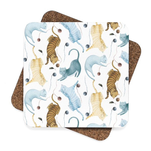 Cat Lovers Square Hardboard Drink Coasters Set of 4
