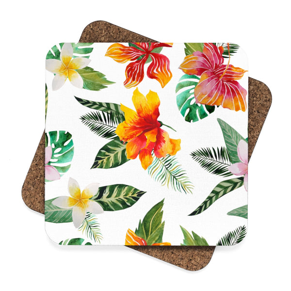 Hibiscus Square Hardboard Coaster Set - 4pcs