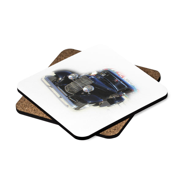 1932 Ford Square Hardboard Hot Rod Drink Coasters Set - 4pcs